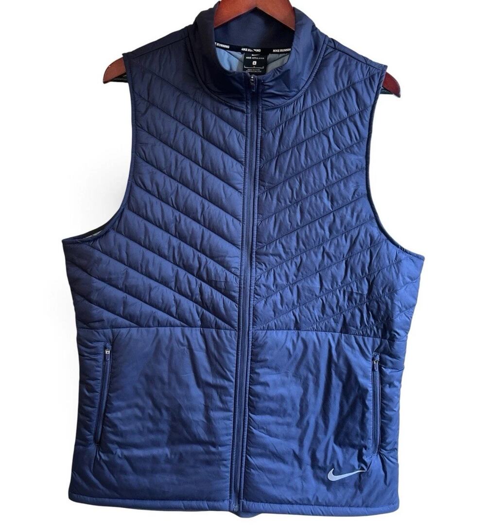 Nike AeroLayer Vest Mens L Blue AH0546-081 Thermal Insulated Running Reflective